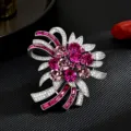 Exquisite european firework rhinestone brooch crystal flower elegant coat accessory - Purple