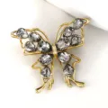 Broche de mariposa de cristal gris tono dorado elegante lujo mujer moda corsaje joya accesorio - Oro Café