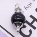 Blue sandstone crystal pendulum pendant with silver metal cap for DIY necklace jewelry making - 18x39mm, 12g / Blue Sandstone