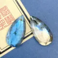 Colgante lágrima labradorita natural facetada piedra preciosa destello azul DIY - Forma de gota de agua / 13x25mm