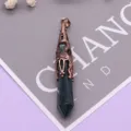 Antik-Bronze Naturstein Sechseck Kristall Anhänger Halskette Schmuck Yoga Energie - Indien Achat