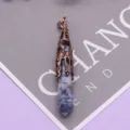Vintage kupfer naturstein sechseckiger kristall anhänger halskette schmuck zubehör heilung - Sodalith