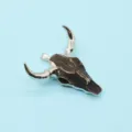 Resin Bull Skull Pendant Silver Electroplated Horns Gothic DIY Necklace Jewelry Accessory - Style 5 / 45x47mm