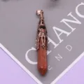 Bronzefarbener Naturstein Kristall Anhänger sechseckige Säule Halskette Yoga Pendel Schmuck - Goldsandstein