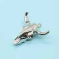 Silver electroplated resin bull skull pendant, stylish DIY necklace jewelry accessory charm. - Style 7