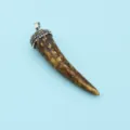 Resin horn pendant with rhinestone inlaid metal cap for DIY necklace jewelry accessory variant. - Style 16