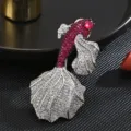 Lujo rojo blanco cristal pez broche elegante alfiler solapa para mujer traje abrigo joyería - Púrpura