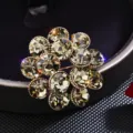 Elegante broche de flor con estrás champán metal dorado accesorio de moda variante - Verde