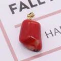 Synthetic red coral irregular pendant loose bead DIY jewelry making accessory for necklace. - Freeform Block (030)