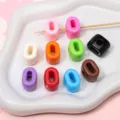 Perles en acrylique colorées à grand trou pour la fabrication de bijoux - Chiffre 0 (Couleur Aléatoire) / 10 Pièces