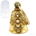 Goldener Edelstahl Motorrad Schutzengel Glocke Schlüsselanhänger mit Totenkopf - Goldene Glocke mit Unterlegscheiben-Set