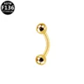 Gold-tone ASTM F136 medical grade titanium curved barbell for eyebrow and conch piercing - 1.6x10x4mm / Gold