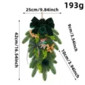Green velvet bow Christmas teardrop swag hanging ornament decoration with dimensions - Vertical Swag / 42x25x10cm / Dark Green Upside Down Tree