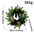 Handcrafted 48cm artificial Christmas wreath with green velvet bows and reindeer ornaments - Round Wreath / 48x11x48cm / Dark Green Wreath
