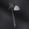 Llavero de relicario de corazón de acero inoxidable plateado con borla - Corazón Plateado + Espejo de Corazón
