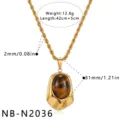Goldene Edelstahl geometrische Anhänger Halskette mit Naturstein, stilvoller Schmuck. - Unregelmäßiger Geometrischer Anhänger (NB-N2036) / Gold