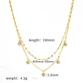 Double layer gold stainless steel necklace with sparkling round cubic zirconia stone pendants. - Double Layer Clavicle Chain Style(TN3840) / Gold