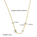 Gold plated stainless steel necklace detail, multi stone pendant design, elegant clavicle chain. - Multi-Pendant Rhinestone Style(TN3841) / Gold