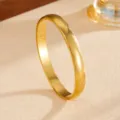 Elegant gold tone plain metal bangle bracelet, minimalist stainless steel fashion jewelry for women. - 6mm Gold Plain Circle Bangle (G418) / Gold