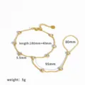 Gold stainless steel heart zirconia finger bracelet slave chain fashion jewelry 180+40mm - Heart Rhinestone Hand Chain / Gold
