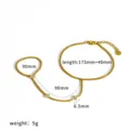 Stainless steel zircon clover finger bracelet hand chain detail view with length specs. - Clover Hand Chain / Gold