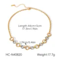 Collana a maglie geometriche in acciaio inossidabile bicolore oro e argento, 44+5cm - Collana Geometrica (HC-N40820) / combinazione color oro e argento
