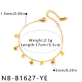 Stainless steel rose charm bracelet for women, trendy 18k gold plated dainty jewelry. - Bracelet / Yellow