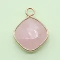Diamond shape pink gemstone pendant charm for DIY handmade necklaces jewelry making accessories. - 15x20mm / Rose Quartz