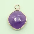 Natural stone rhombus purple pendant DIY necklace jewelry accessory with gold frame. - 15x20mm / Amethyst