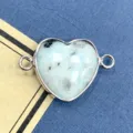 Natuurlijke Steen Hart Vorm Armband Connector Verzilverd DIY Sieraden Accessoire - 15x23mm / Azuriet