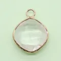 Clear Crystal Rhombus Pendant with Gold Bezel DIY Necklace Jewelry Accessory Style - 15x20mm / White Crystal