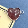 Colgante conector de piedra natural en forma de corazón metal plateado accesorios DIY - 15x23mm / Piedra Roja (No.6)