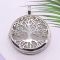 Legering holle levensboom medaillon hanger ketting met natuursteen sieraden item - 26x32mm / Bergkristal