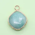 Natural stone diamond pendant charm DIY necklace jewelry accessory with gold frame elegant style. - 15x20mm / Amazon