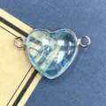 Conector de pulsera de piedra natural azul en forma de corazón montura plateada DIY - 15x23mm / Piedra Azul (No.8)