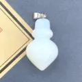 Milk white peach cone stone pendant DIY jewelry accessory with silver metal bail for necklace. - 16x29mm, 6g / Opal