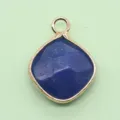 Blue natural stone rhombus pendant gold bezel DIY necklace jewelry accessory variant - 15x20mm / Dyed Jade