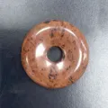 Naturstein runder Donut Anhänger Kristall Achat Schmuckzubehör in braunem gesprenkeltem Finish - 30mm / Schwanenstein