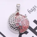 Chic fashion crescent moon star pink crystal stone pendant DIY jewelry accessory - Watermelon Quartz