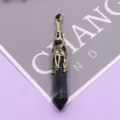 Vintage natural stone hexagonal crystal pendulum pendant DIY necklace jewelry accessory - 12x75mm, 14g / No. 2