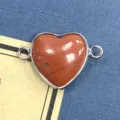 Conector de Corazón de Jaspe Rojo Natural Plateado para Pulsera de Joyería DIY Art - 15x23mm / Jaspe Rojo