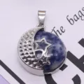 Silver star and moon natural blue stone pendant DIY fashion jewelry accessory variant item. - Blue Spot Stone