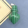 Green malachite gemstone cone shaped pendant necklace DIY jewelry accessory component - 16x29mm, 6g / Malachite