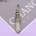 Vintage natural stone hexagonal pillar crystal pendant necklace DIY jewelry accessory main view - 12x75mm, 14g / White Stone