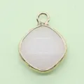 White gemstone pendant diamond shape gold bezel DIY necklace jewelry making accessory - 15x20mm / White Stone