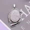 Ovale Legierungsanhänger mit weißem Stein Strass DIY Schmuck Zubehör Halskette Anhänger - 26x40mm, 10g / Weiß Kristall