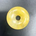 Natürlicher gelber Kristall Stein runder Sicherheits schnalle Donut Anhänger DIY Schmuck - 30mm / Citrin