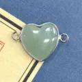 Conector de piedra de corazón verde plateado componente de pulsera joya DIY pieza 1pc - 15x23mm / Aventurina Verde