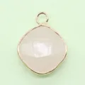 Natural stone white turquoise diamond shaped pendant charm DIY necklace jewelry accessory - 15x20mm / Pink Aventurine