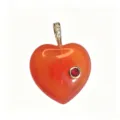 Heart Red Agate Pendant With Zirconia Clasp DIY Jewelry Necklace Accessory Charm Gift - 20x27mm / Red Agate